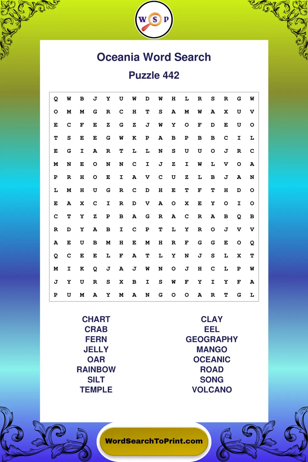 Oceania Word Search Puzzle 442