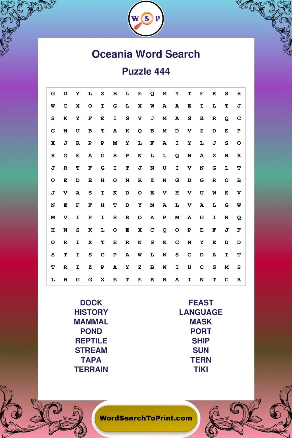 Oceania Word Search Puzzle 444