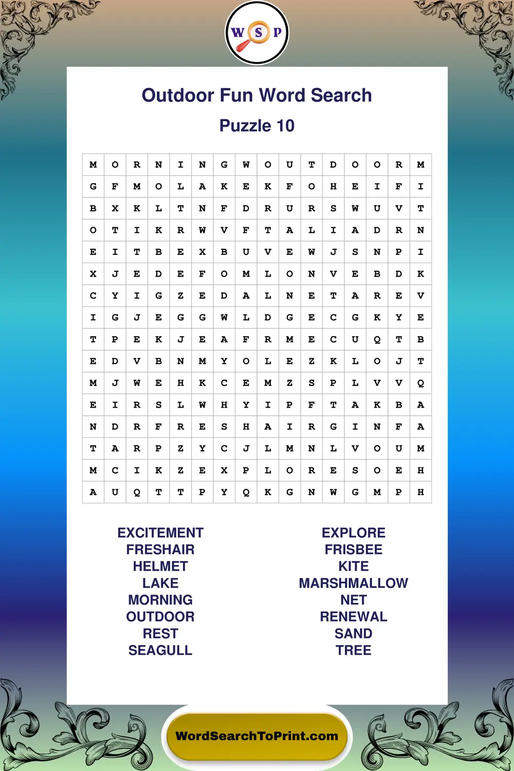 Outdoor Fun Word Search Puzzle 10