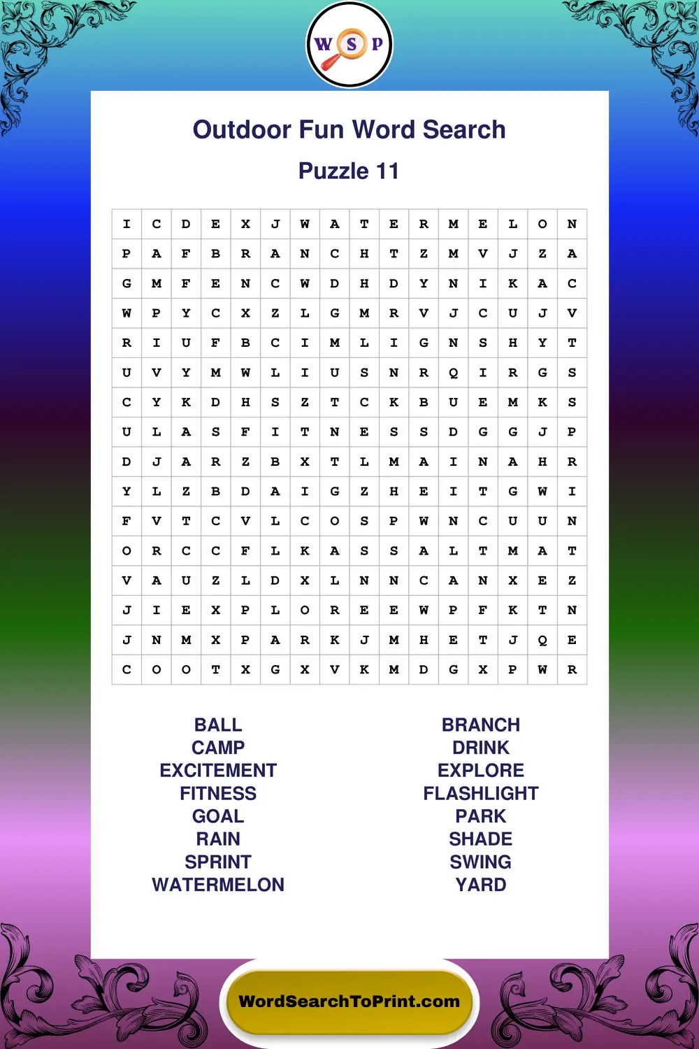 Outdoor Fun Word Search Puzzle 11