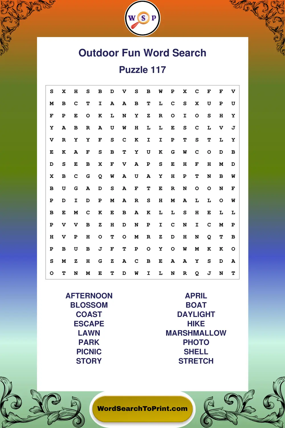 Outdoor Fun Word Search Puzzle 117