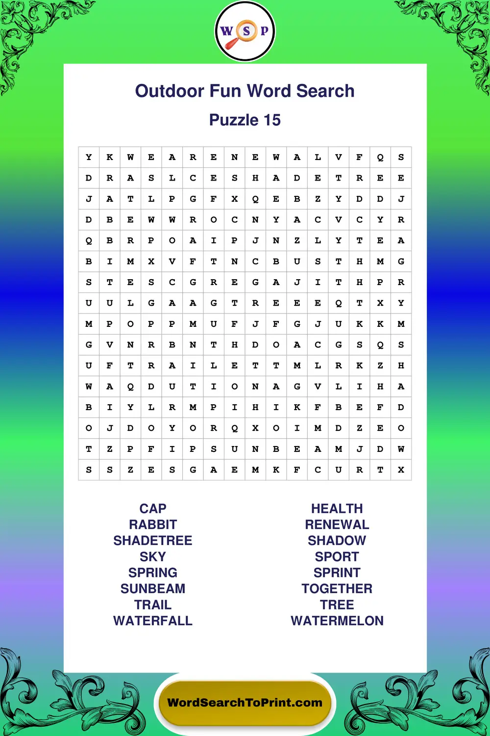Outdoor Fun Word Search Puzzle 15