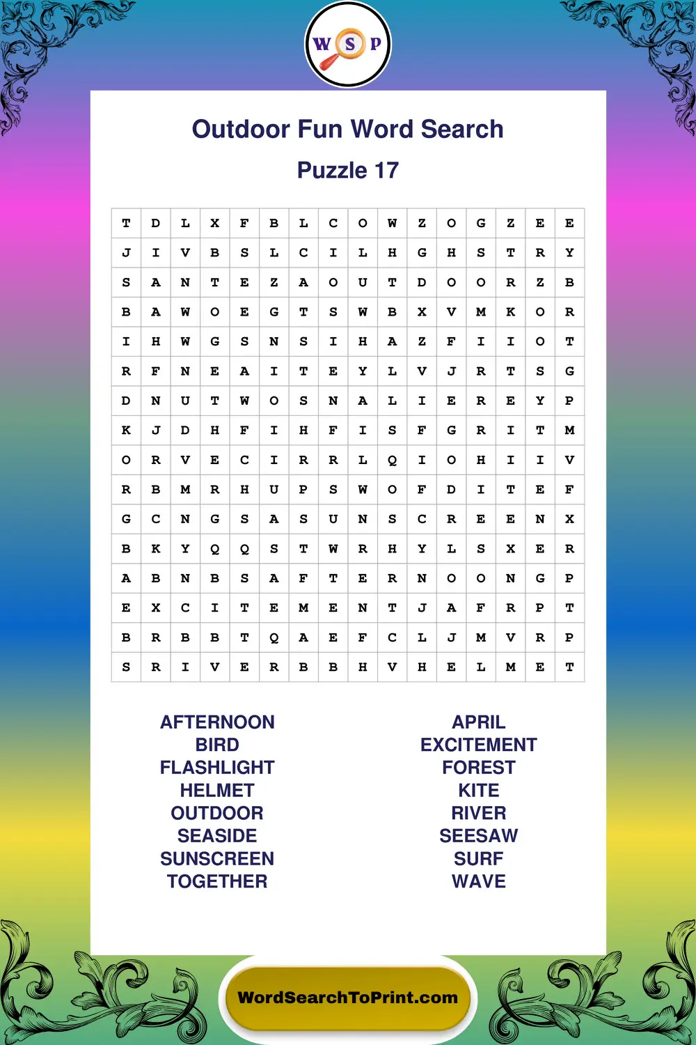 Outdoor Fun Word Search Puzzle 17