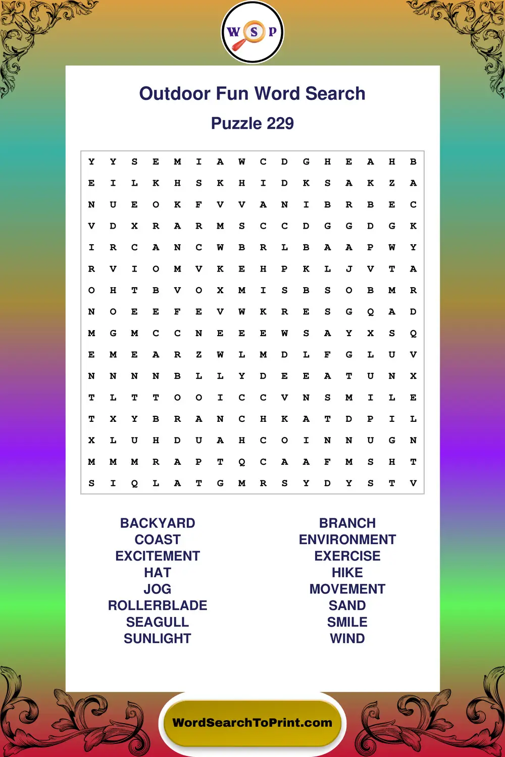 Outdoor Fun Word Search Puzzle 229
