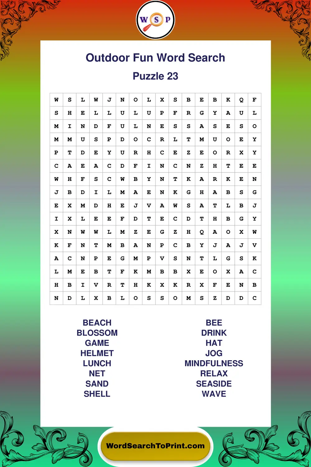 Outdoor Fun Word Search Puzzle 23