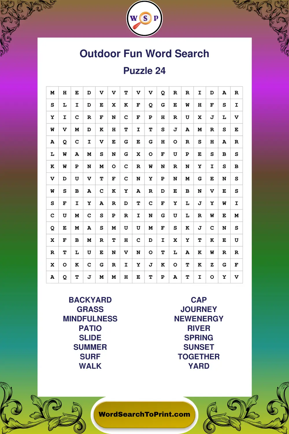 Outdoor Fun Word Search Puzzle 24