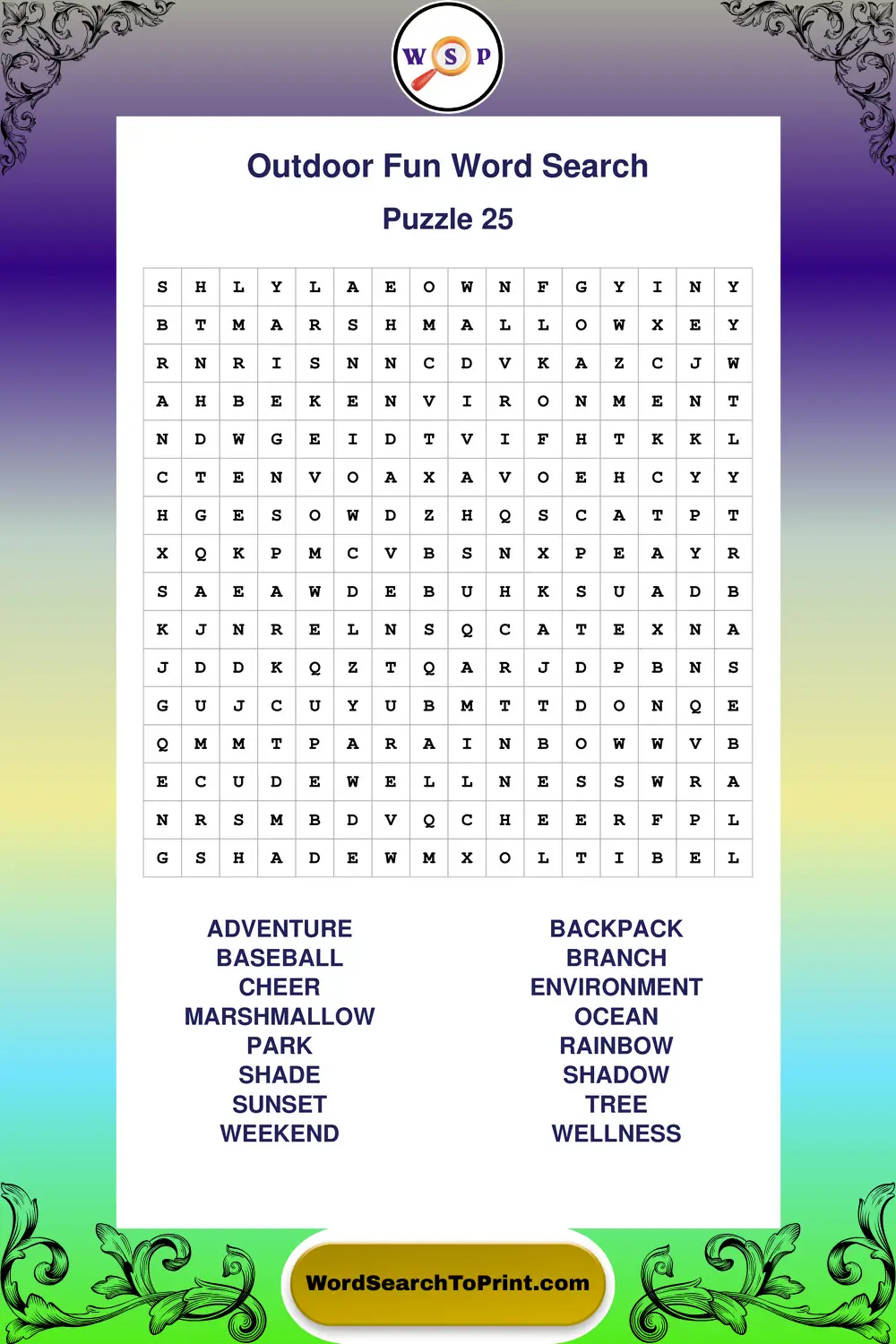 Outdoor Fun Word Search Puzzle 25