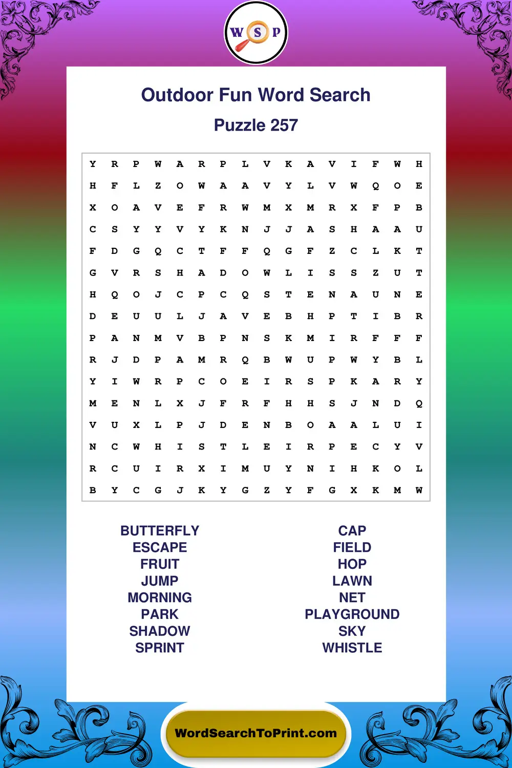 Outdoor Fun Word Search Puzzle 257
