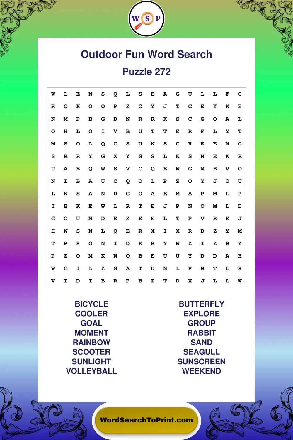 Outdoor Fun Word Search Puzzle 272
