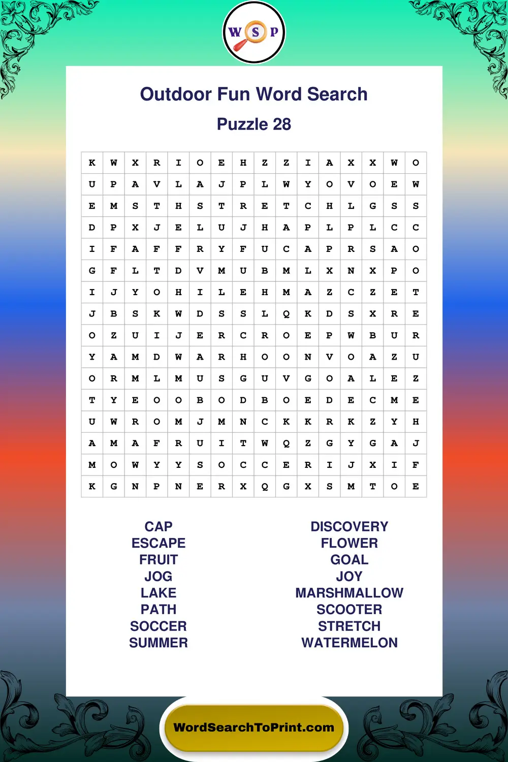Outdoor Fun Word Search Puzzle 28