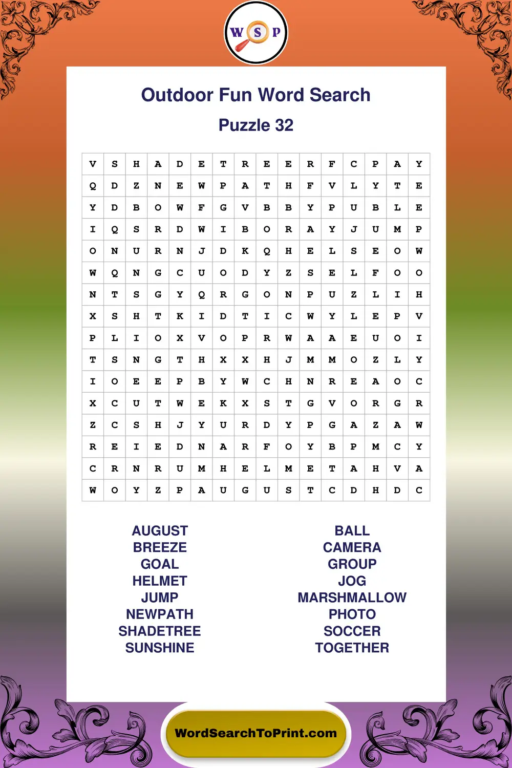 Outdoor Fun Word Search Puzzle 32