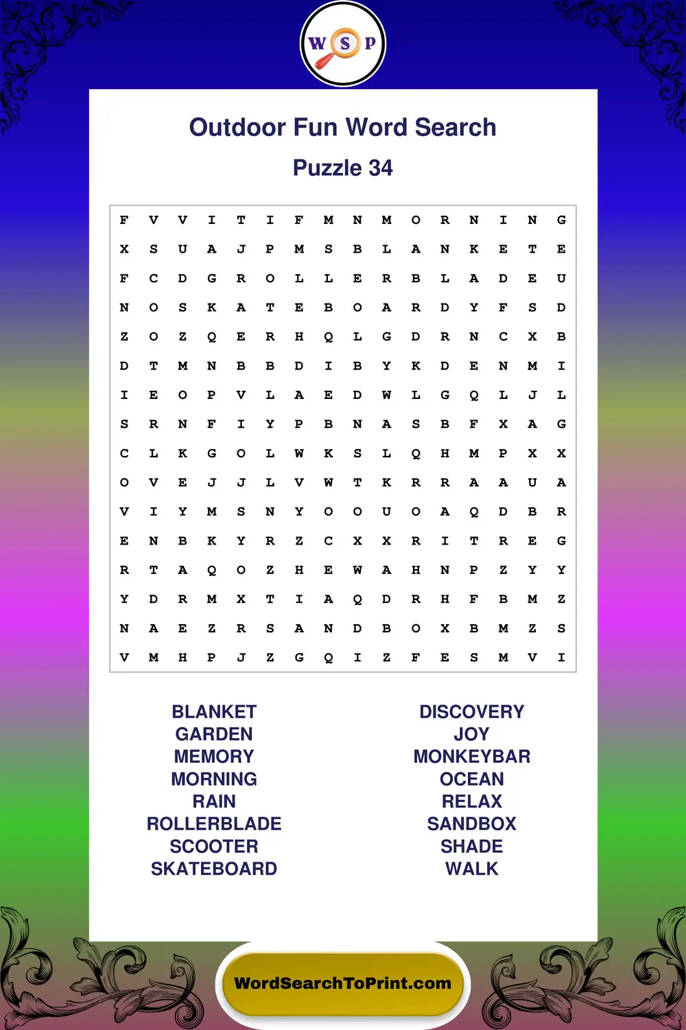 Outdoor Fun Word Search Puzzle 34