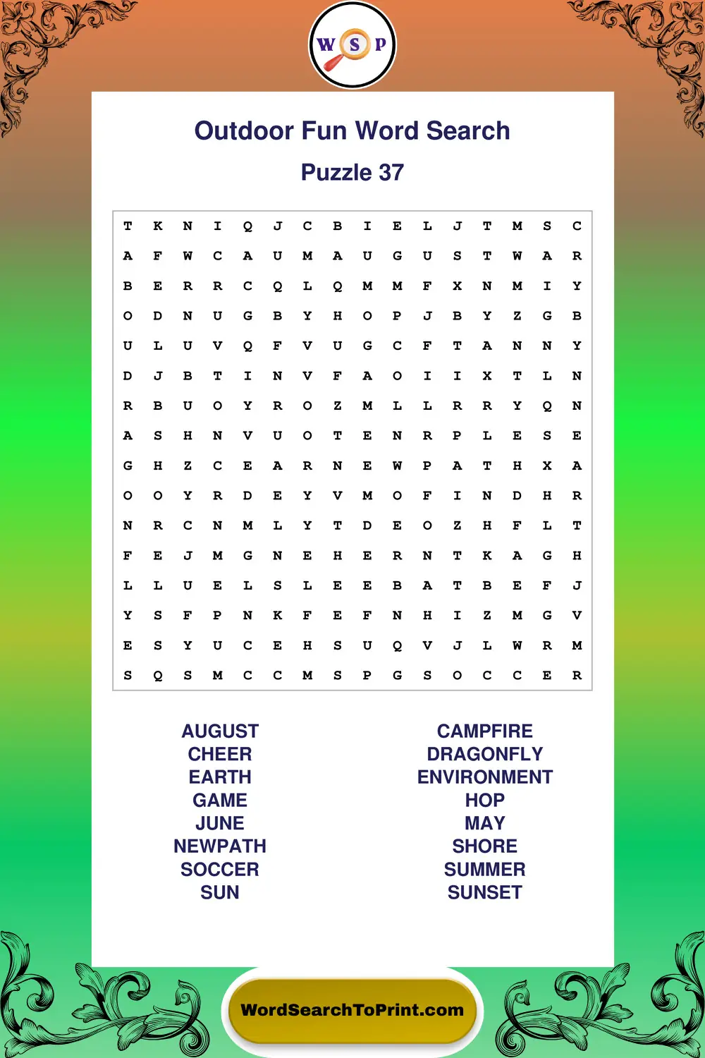Outdoor Fun Word Search Puzzle 37