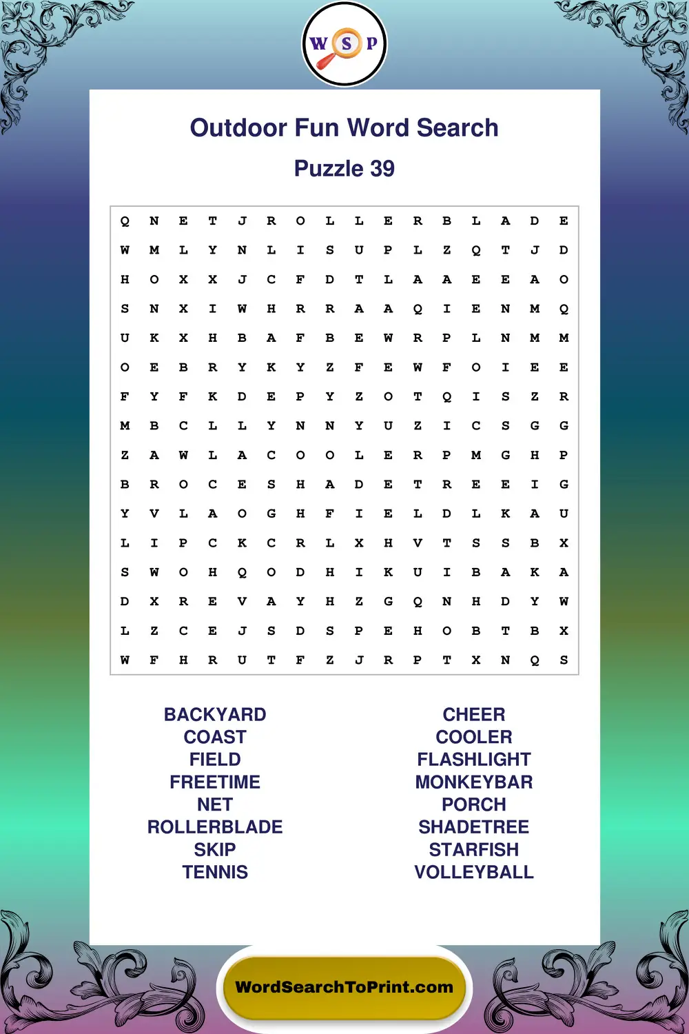 Outdoor Fun Word Search Puzzle 39