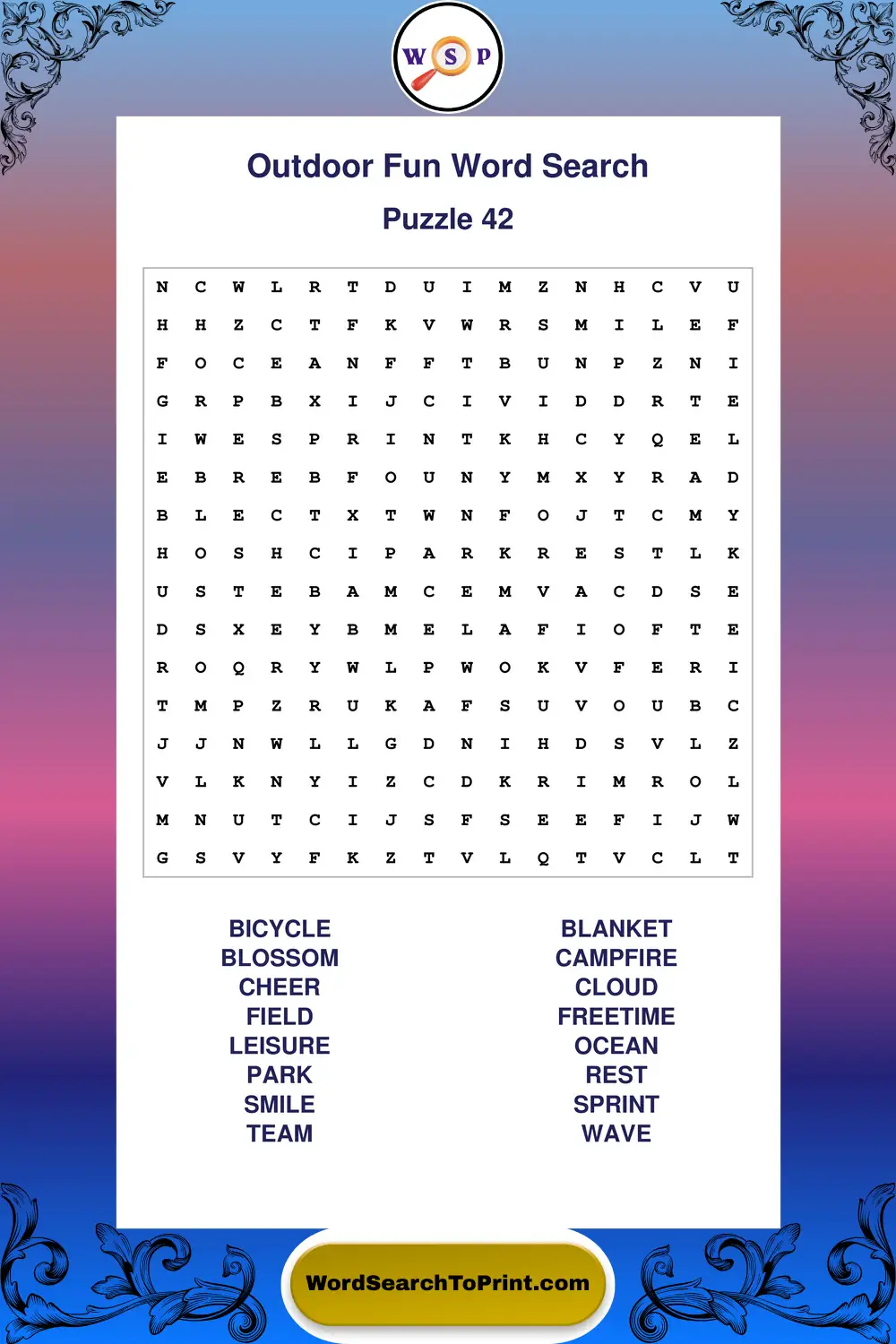 Outdoor Fun Word Search Puzzle 42