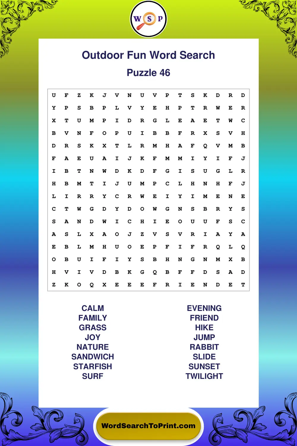 Outdoor Fun Word Search Puzzle 46