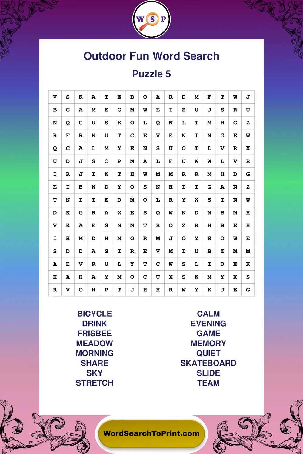 Outdoor Fun Word Search Puzzle 5