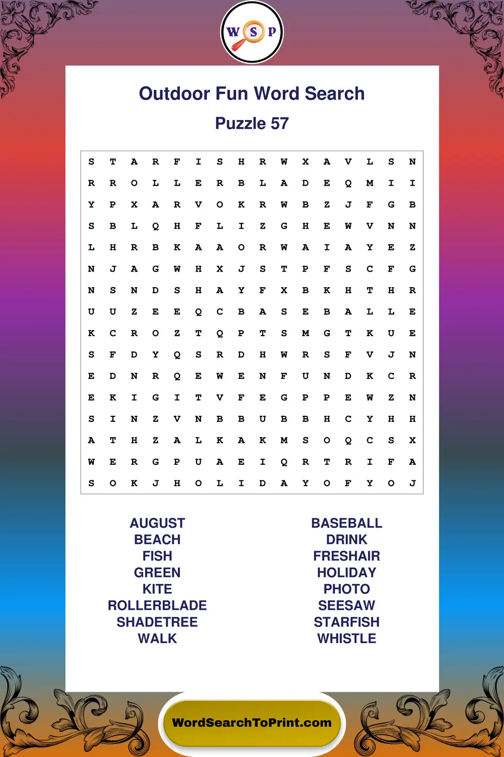 Outdoor Fun Word Search Puzzle 57