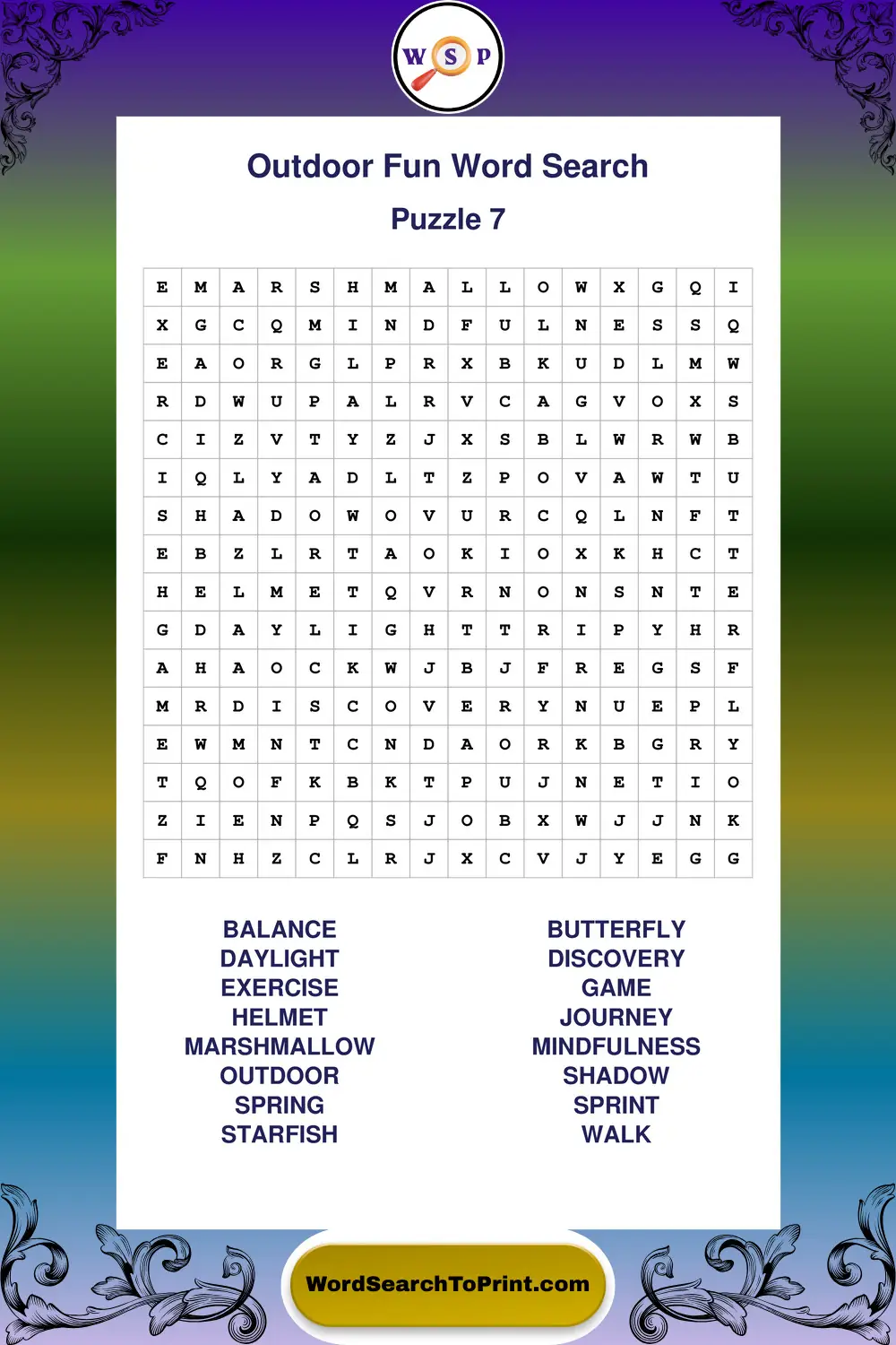 Outdoor Fun Word Search Puzzle 7