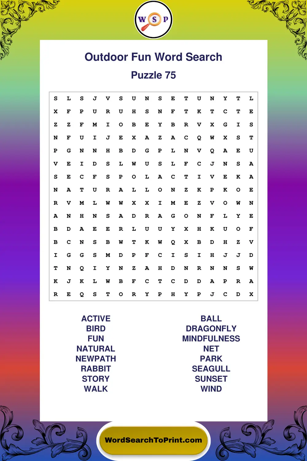Outdoor Fun Word Search Puzzle 75