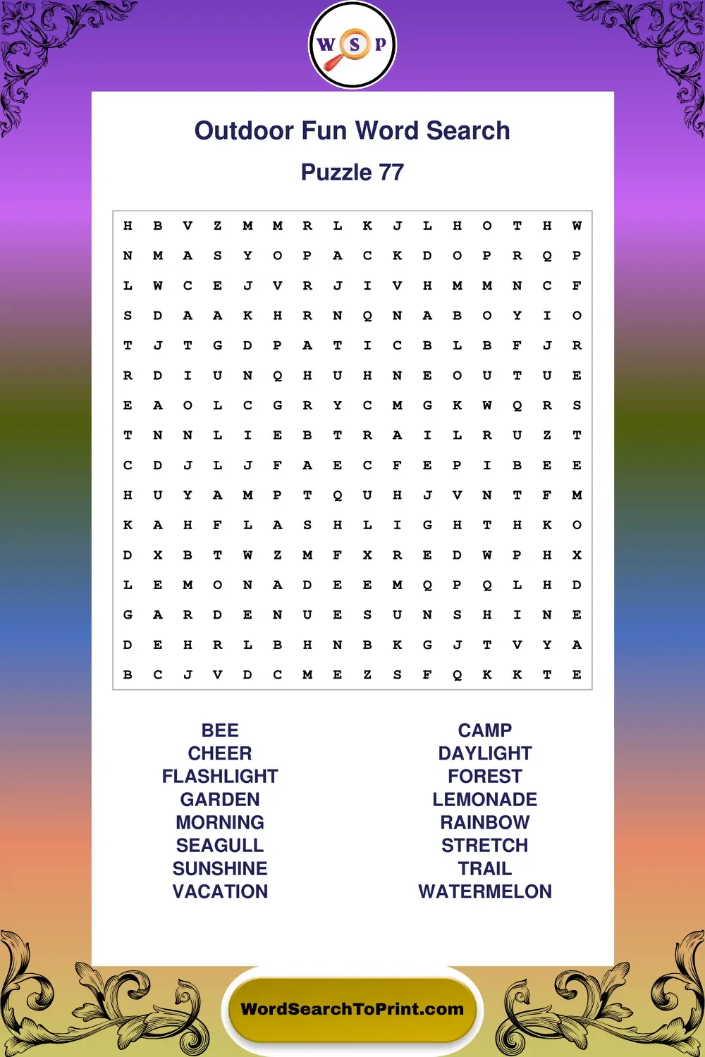 Outdoor Fun Word Search Puzzle 77