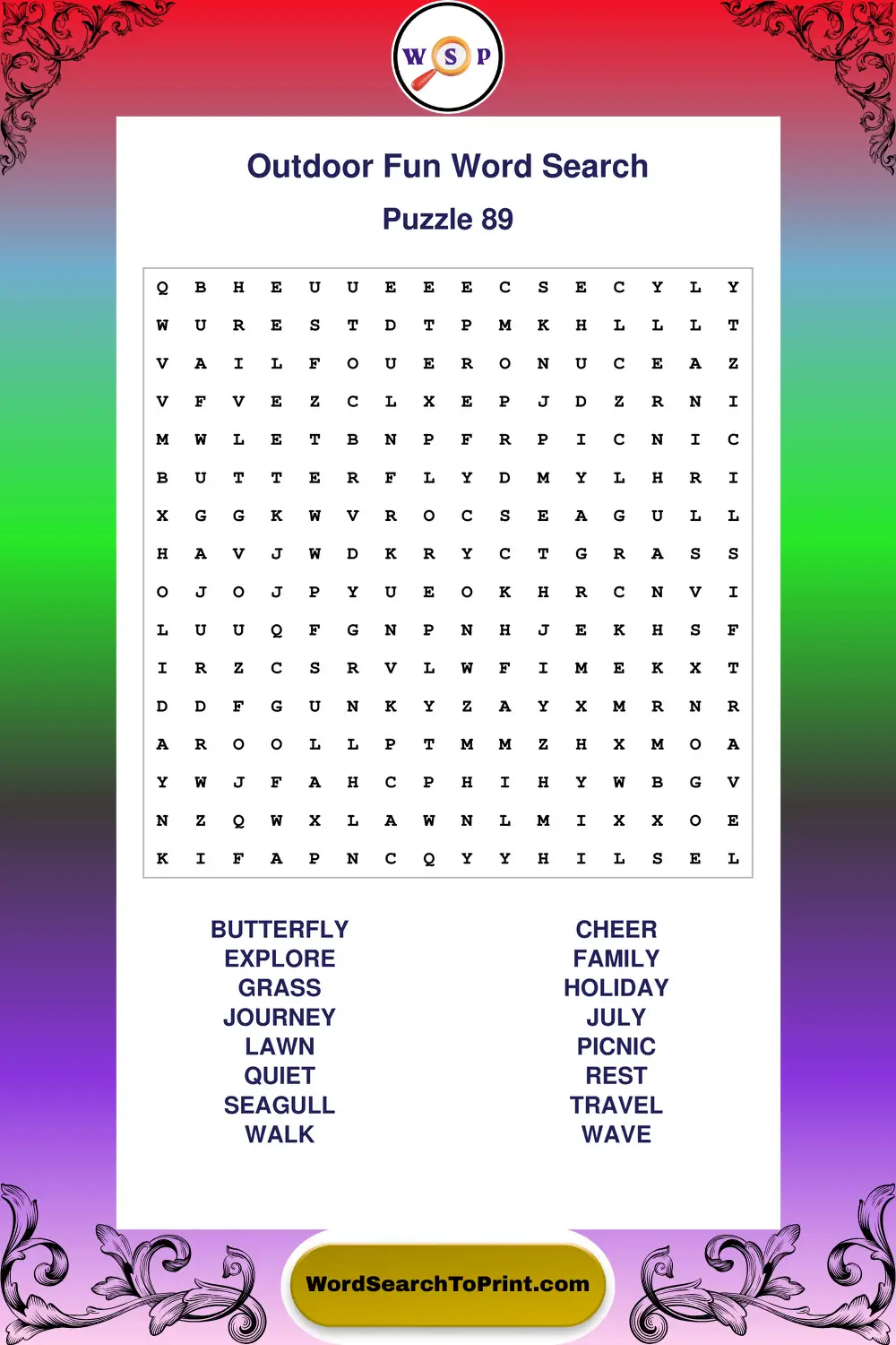 Outdoor Fun Word Search Puzzle 89