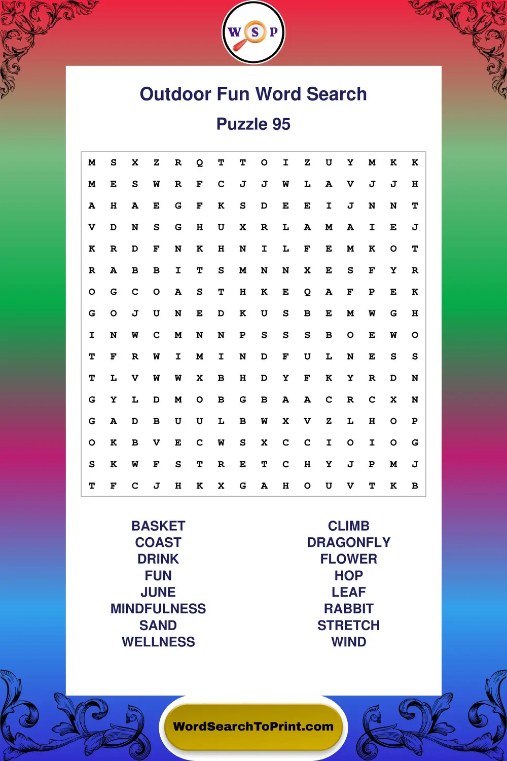 Outdoor Fun Word Search Puzzle 95