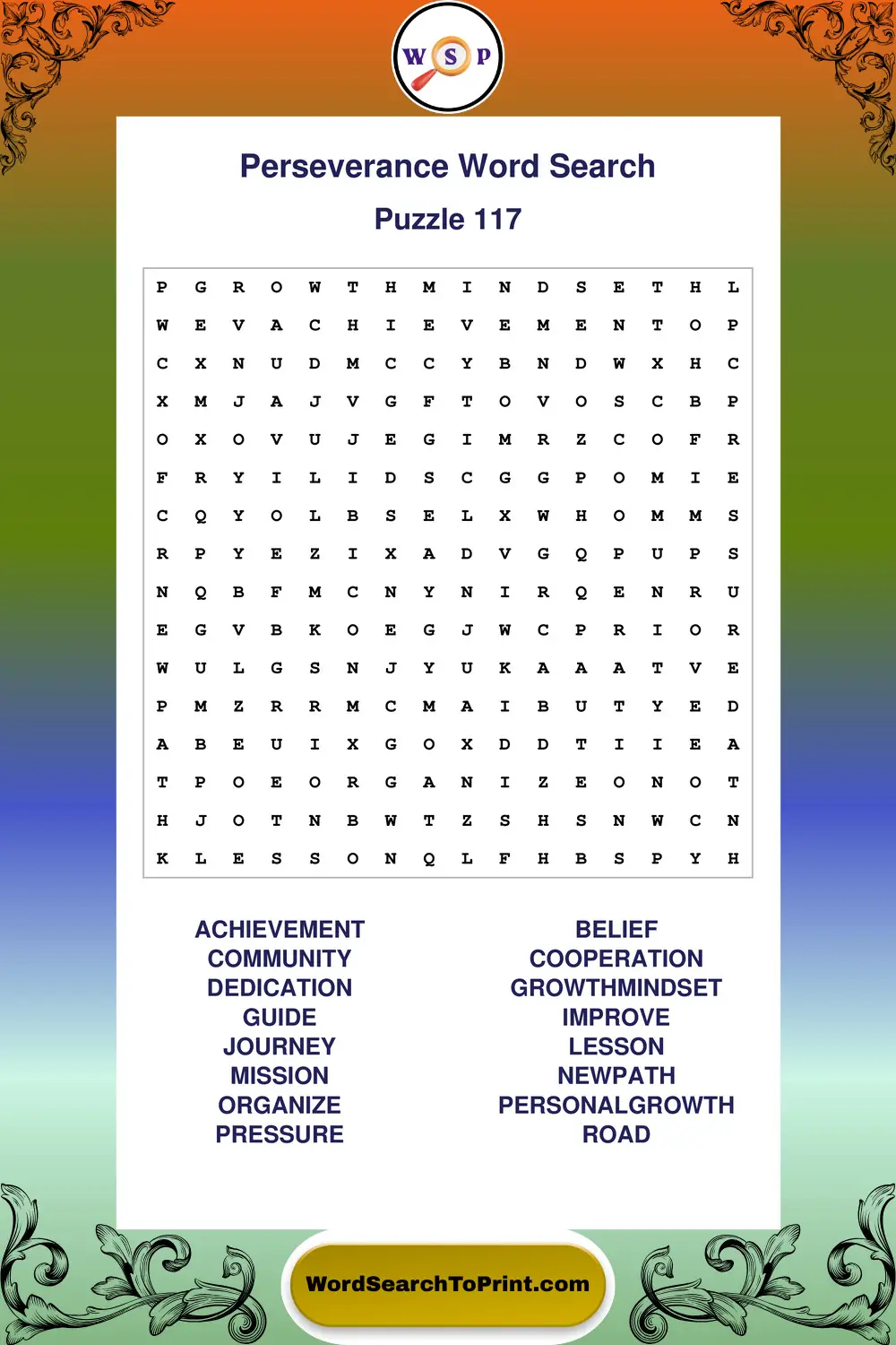 Perseverance Word Search Puzzle 117
