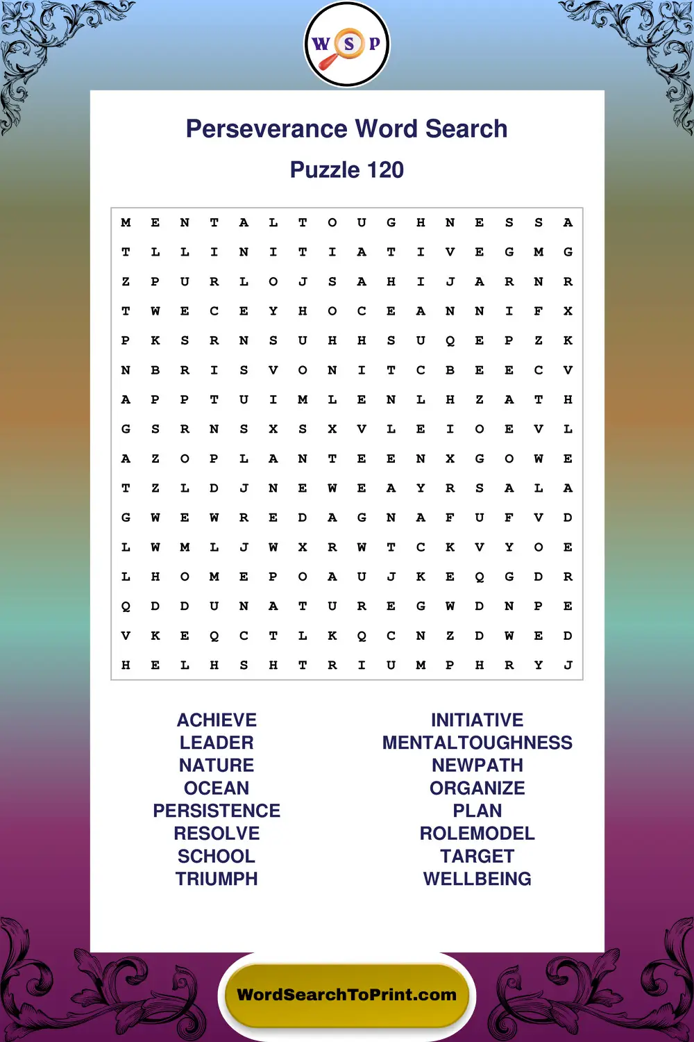 Perseverance Word Search Puzzle 120