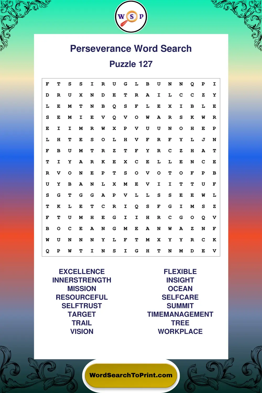 Perseverance Word Search Puzzle 127