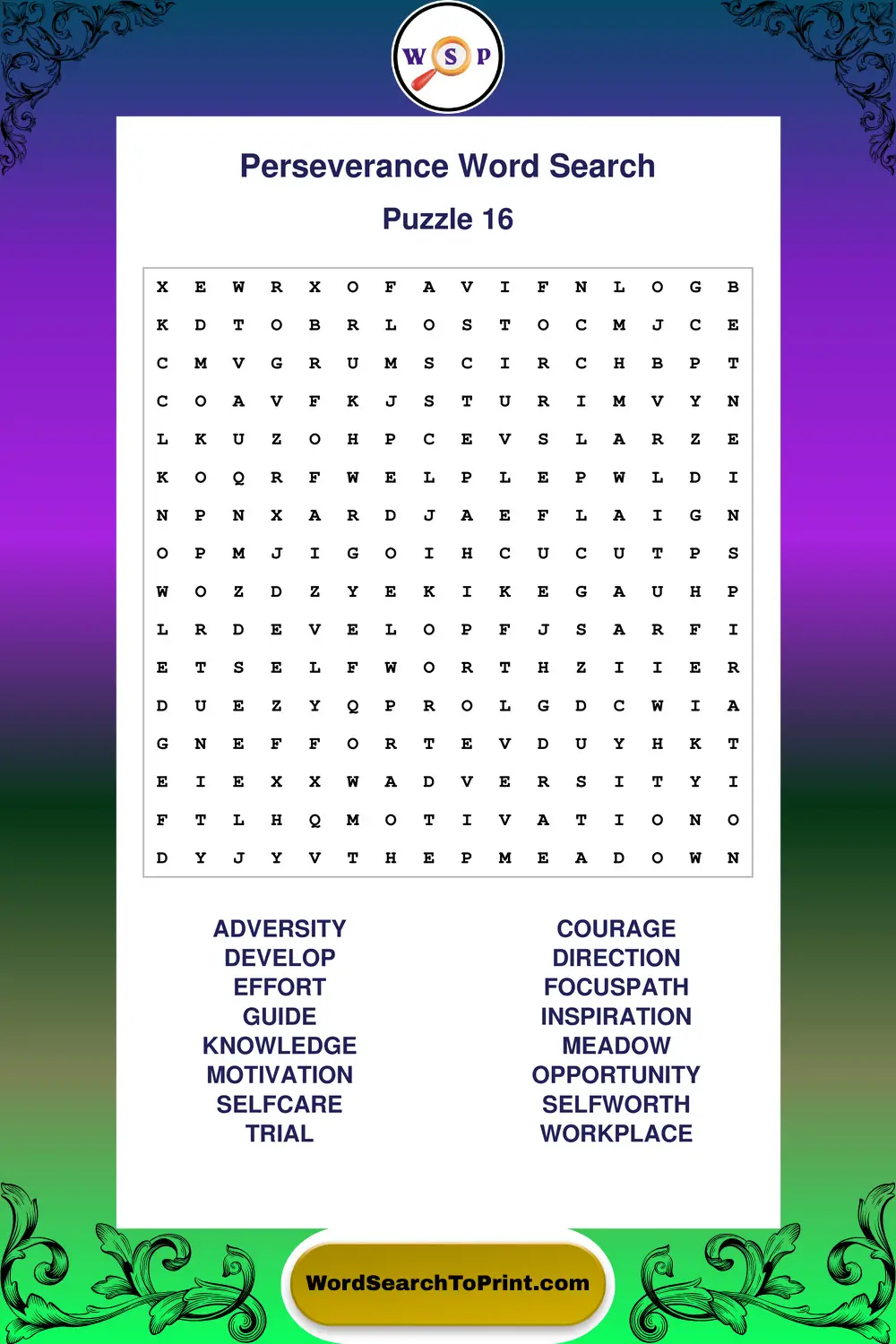 Perseverance Word Search Puzzle 16