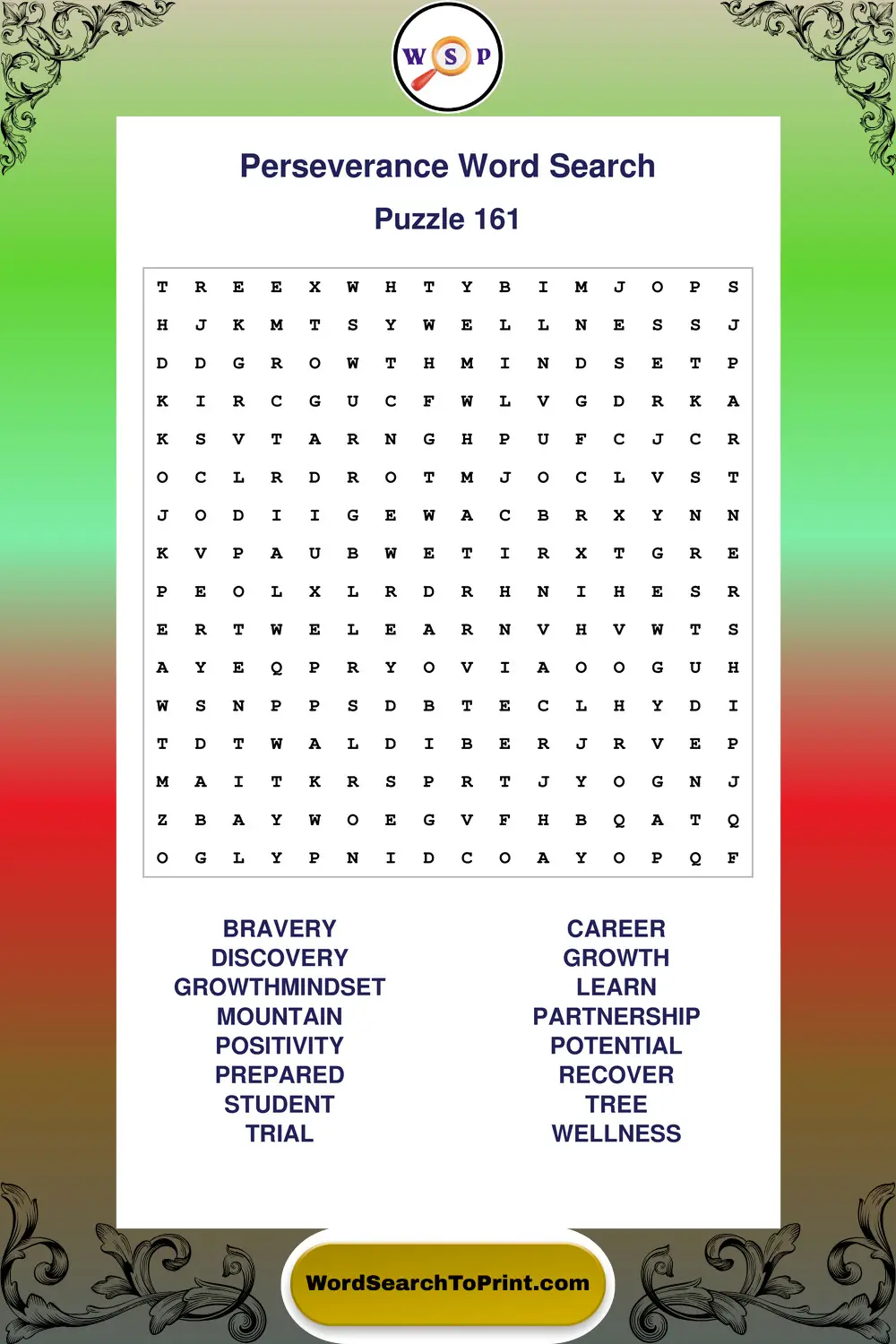 Perseverance Word Search Puzzle 161