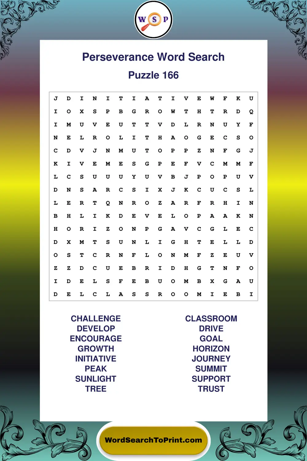 Perseverance Word Search Puzzle 166