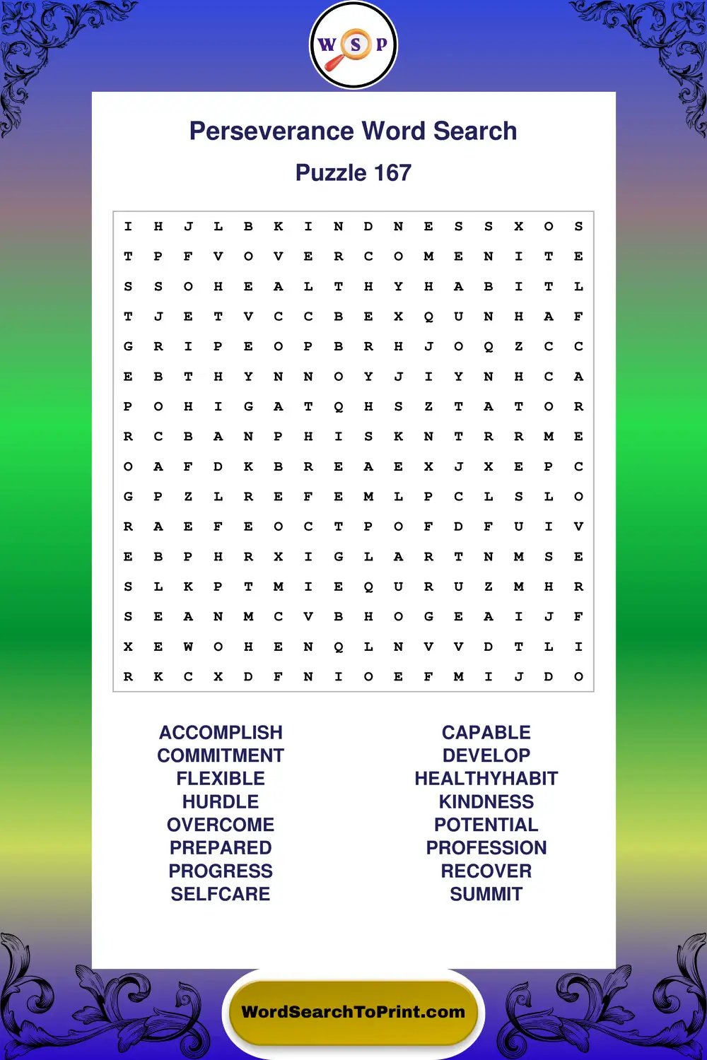 Perseverance Word Search Puzzle 167