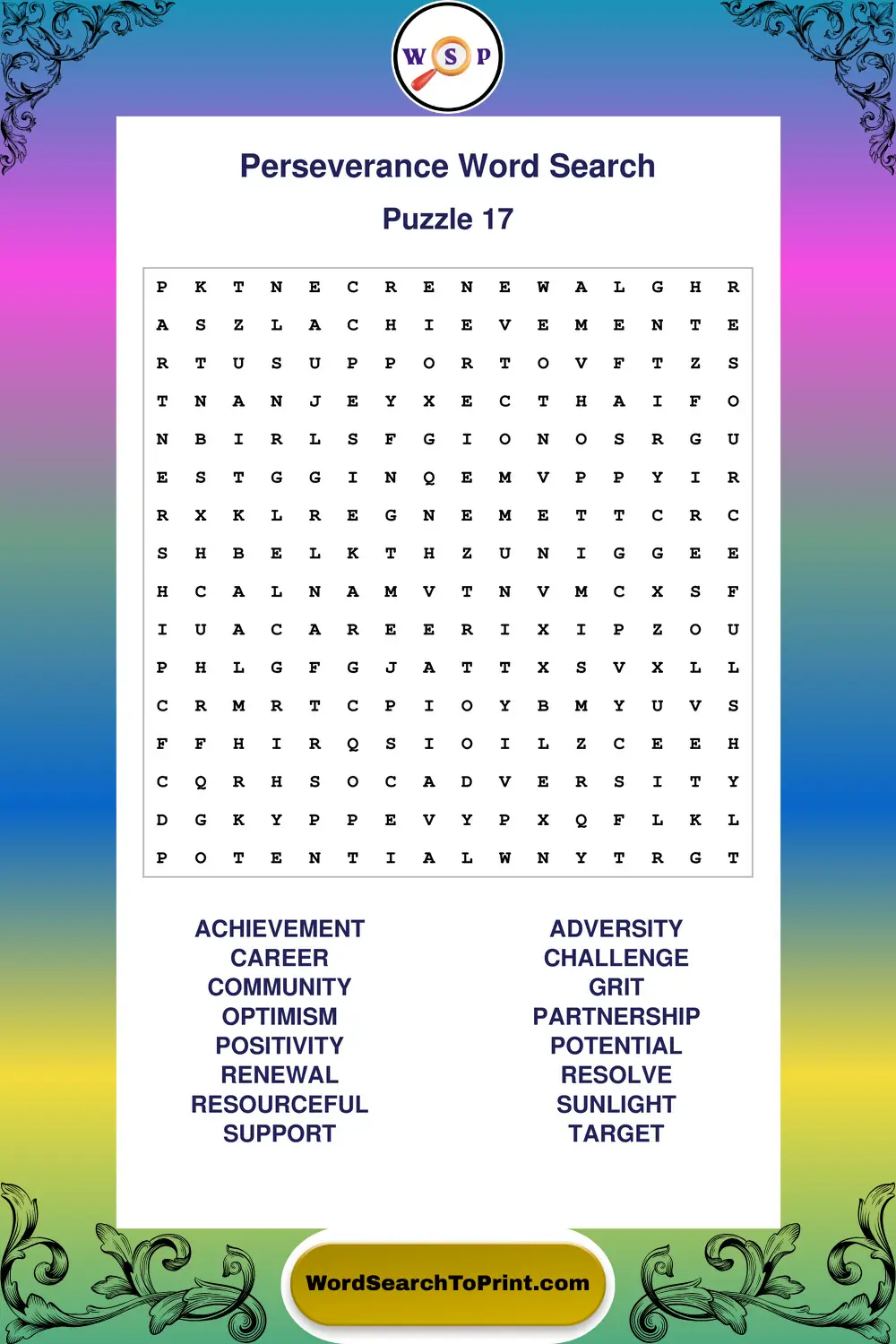 Perseverance Word Search Puzzle 17