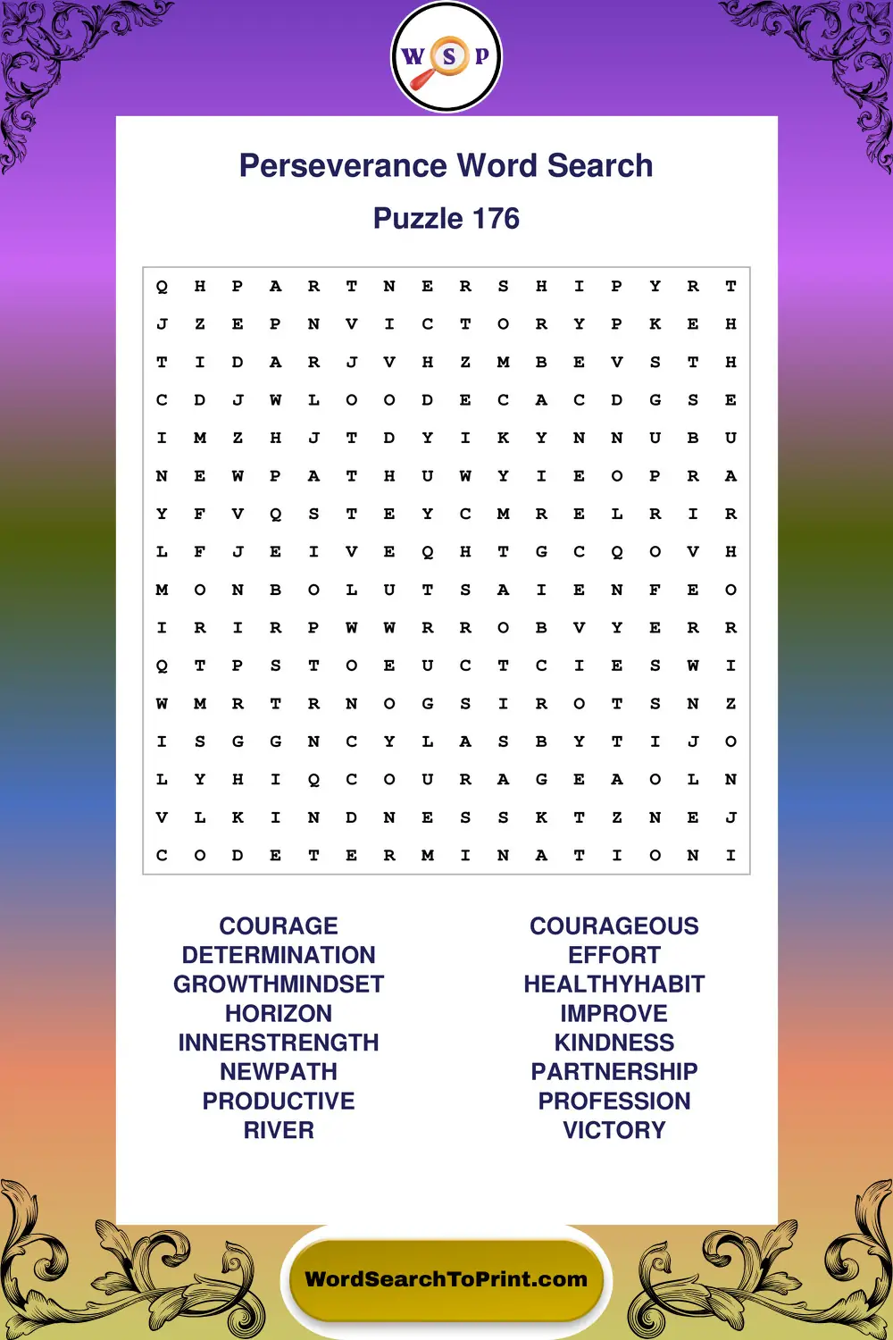 Perseverance Word Search Puzzle 176