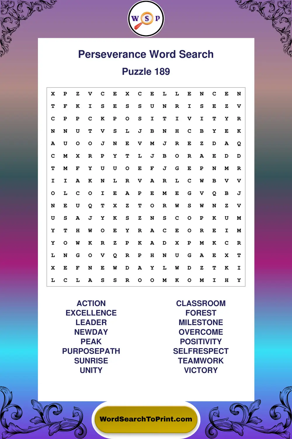 Perseverance Word Search Puzzle 189