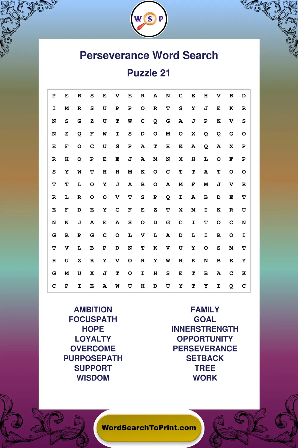 Perseverance Word Search Puzzle 21