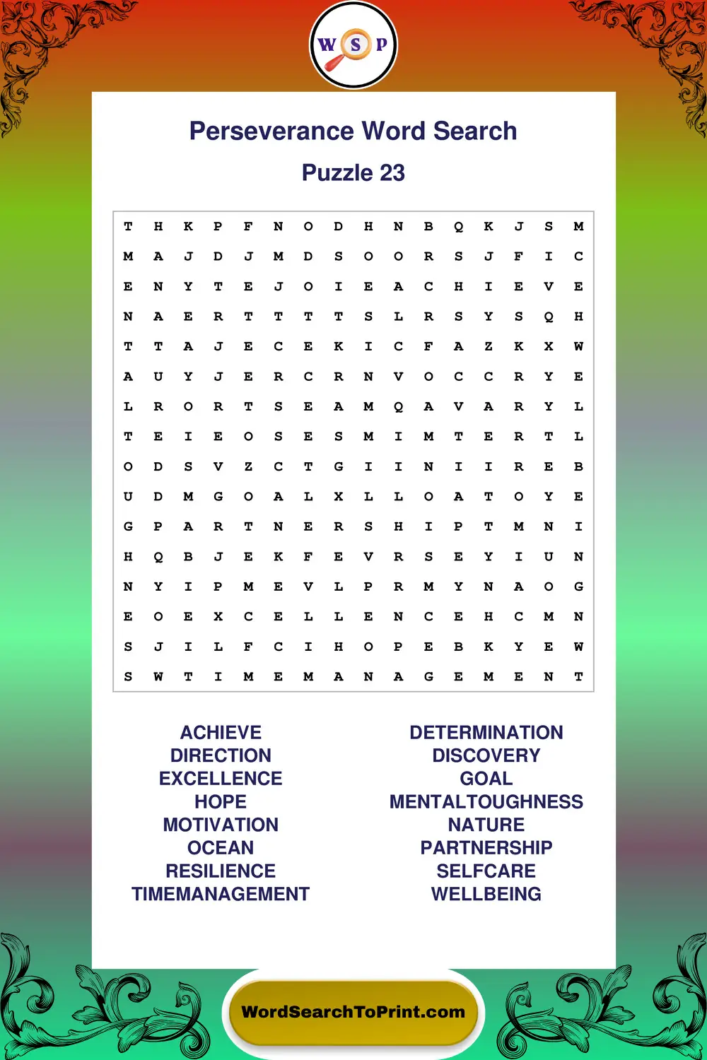 Perseverance Word Search Puzzle 23
