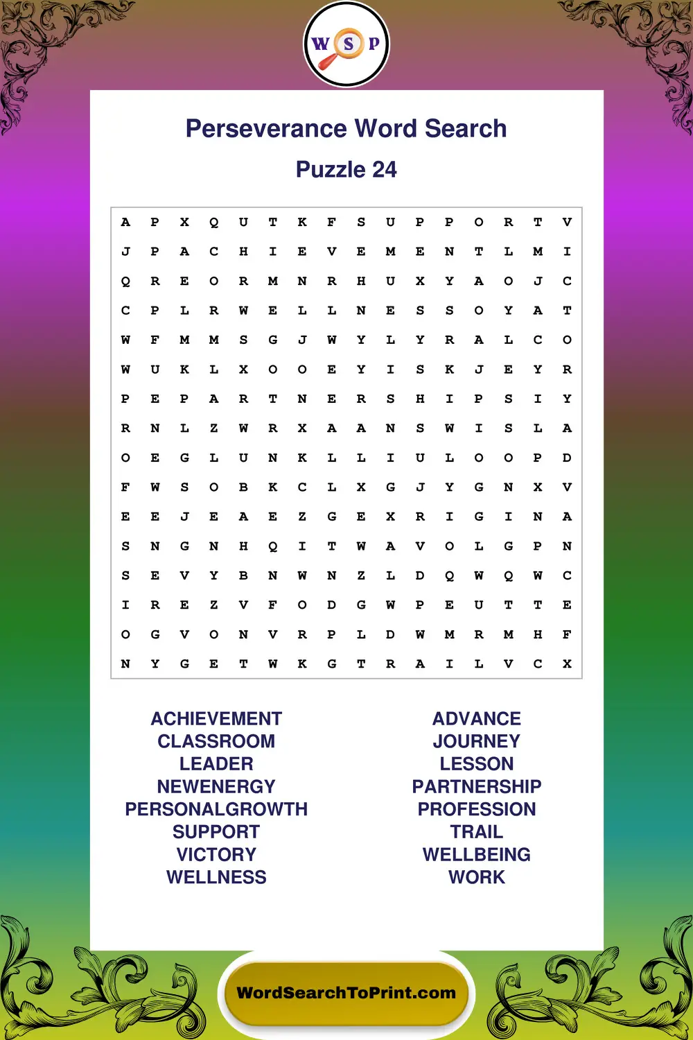 Perseverance Word Search Puzzle 24