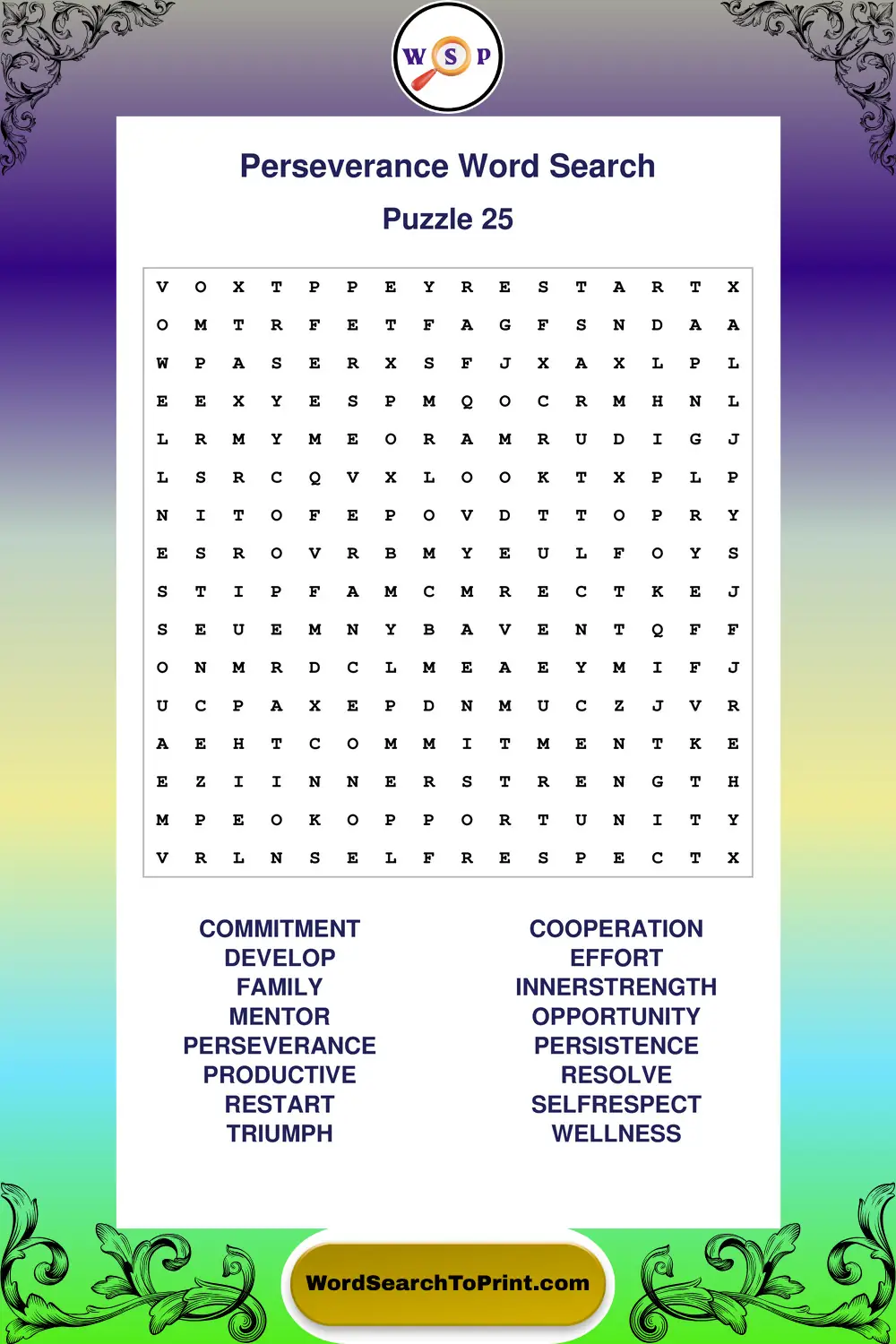 Perseverance Word Search Puzzle 25