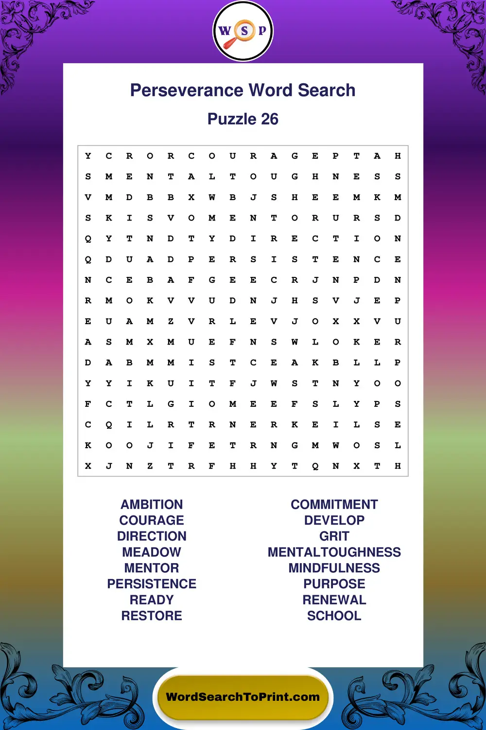 Perseverance Word Search Puzzle 26