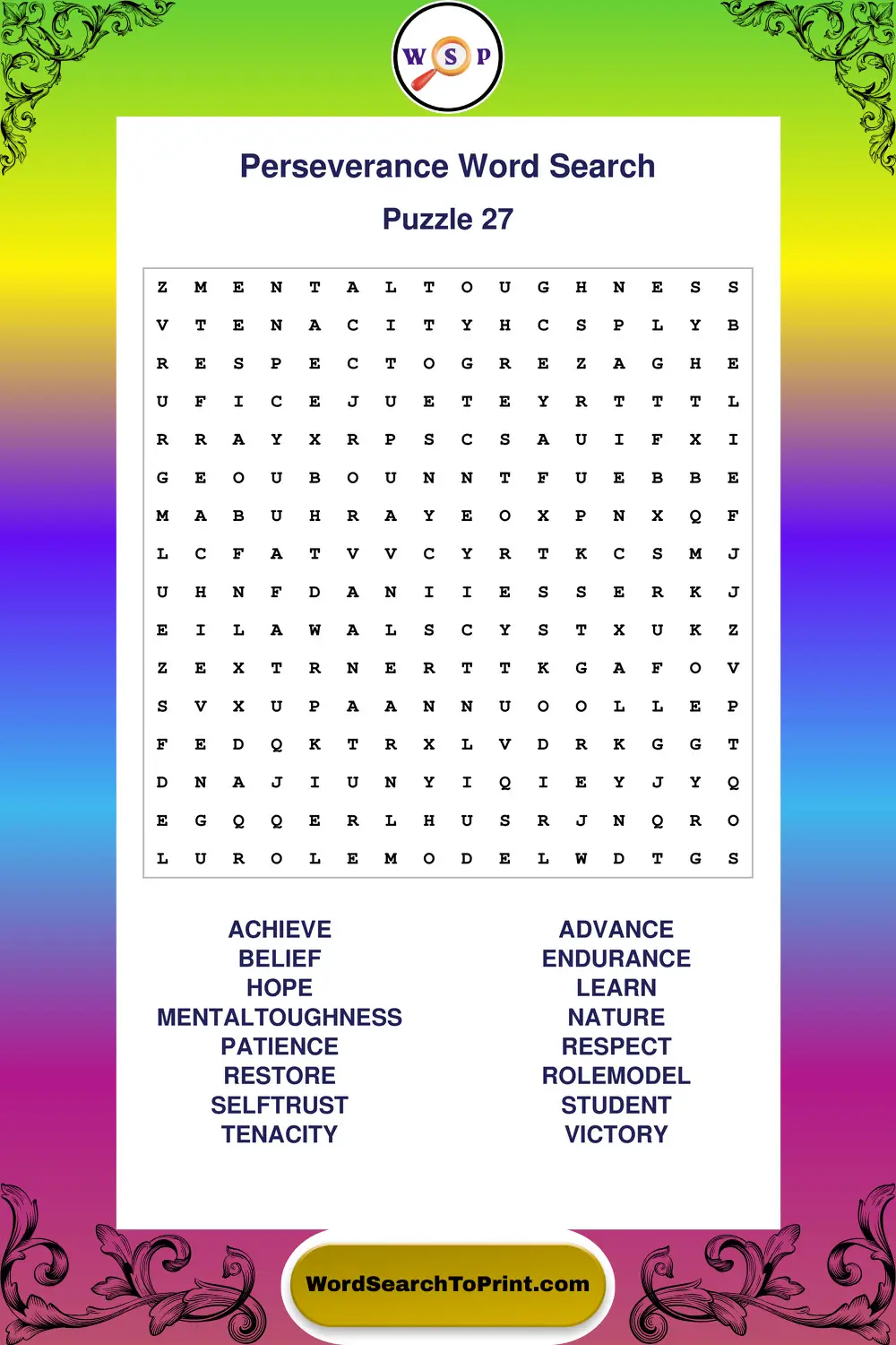 Perseverance Word Search Puzzle 27