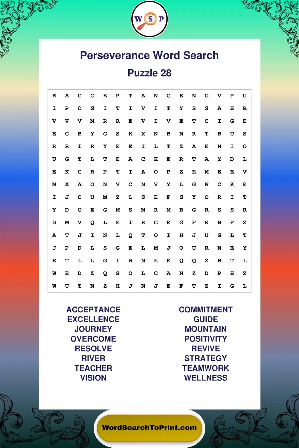 Perseverance Word Search Puzzle 28