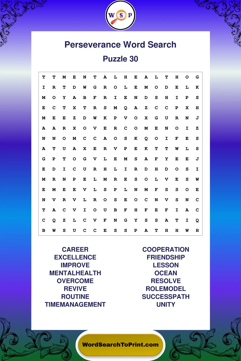 Perseverance Word Search Puzzle 30
