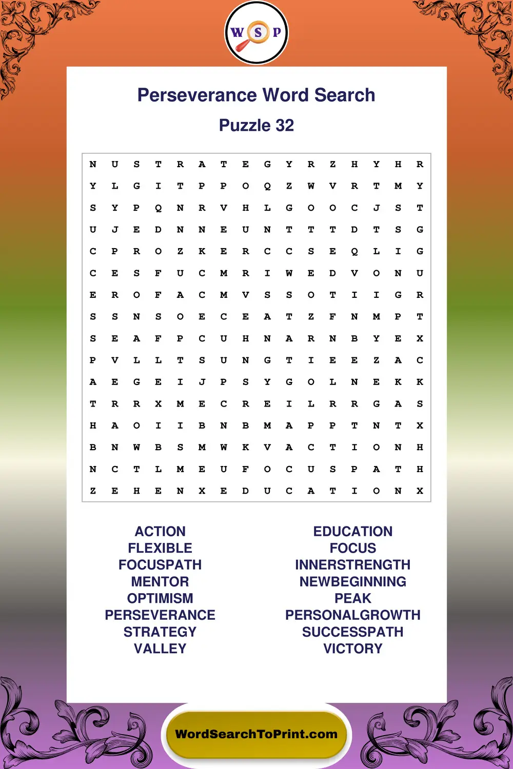 Perseverance Word Search Puzzle 32