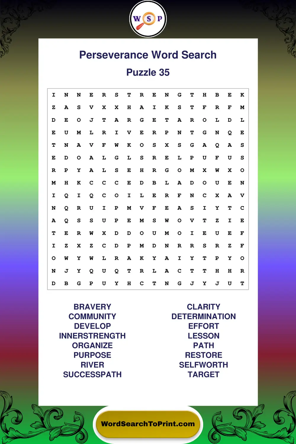 Perseverance Word Search Puzzle 35