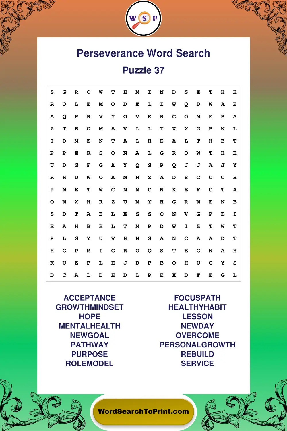 Perseverance Word Search Puzzle 37