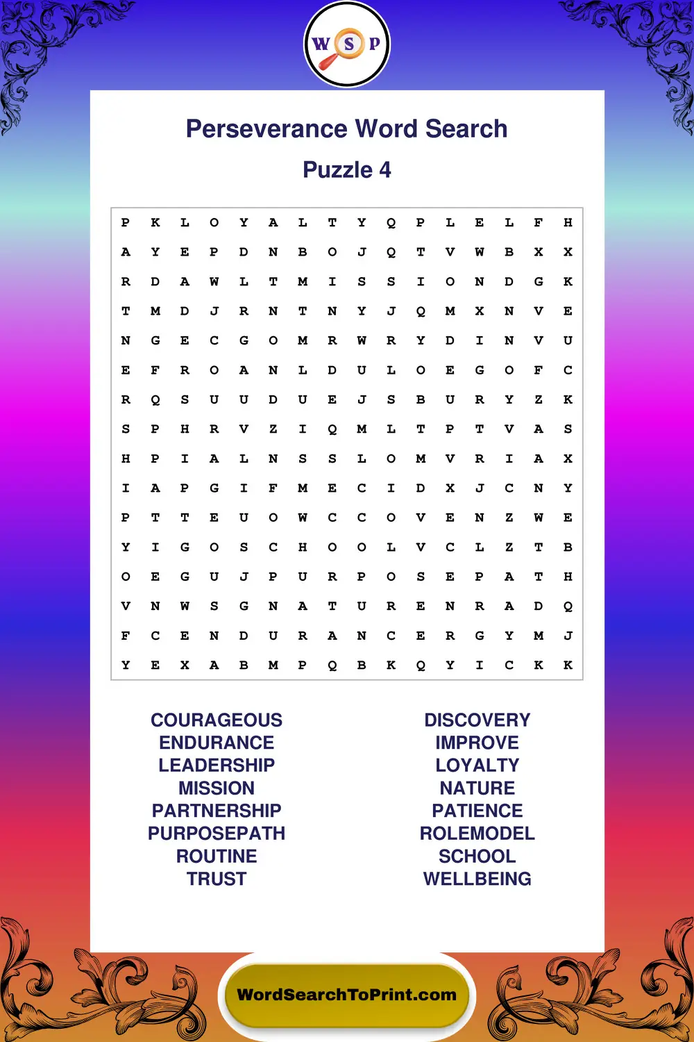 Perseverance Word Search Puzzle 4