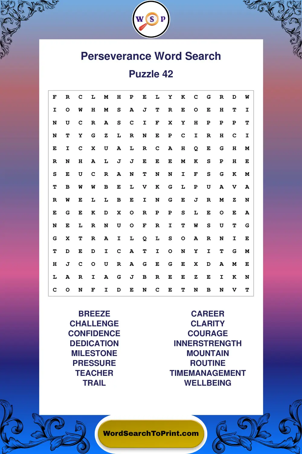 Perseverance Word Search Puzzle 42